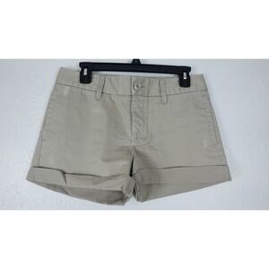 Fossil Women's Khaki Chino Shorts Size 28 Beige Casual Summer Cotton